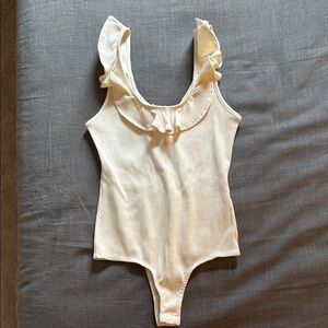 Ribbed White/Cream Bodysuit